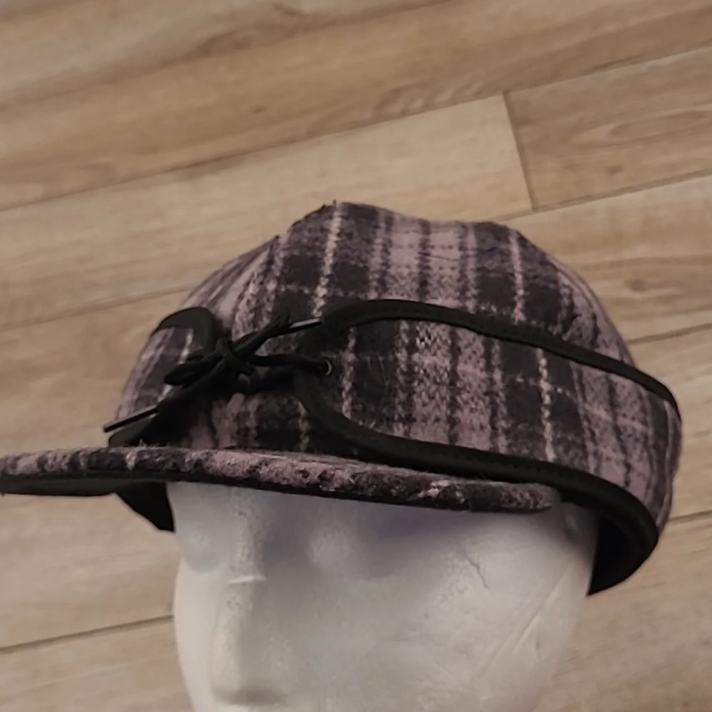 STORMY KROMER The Millie Silver Stone Grey Plaid Fleece Hunting Back Hat Cap NEW